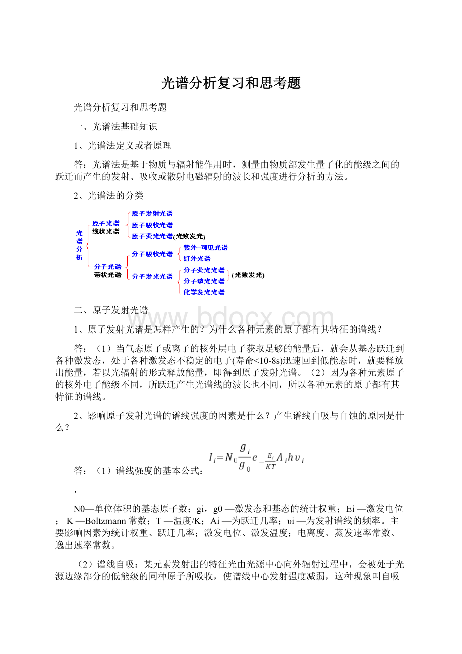 光谱分析复习和思考题Word文档下载推荐.docx