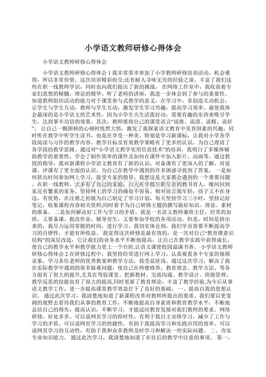 小学语文教师研修心得体会文档格式.docx