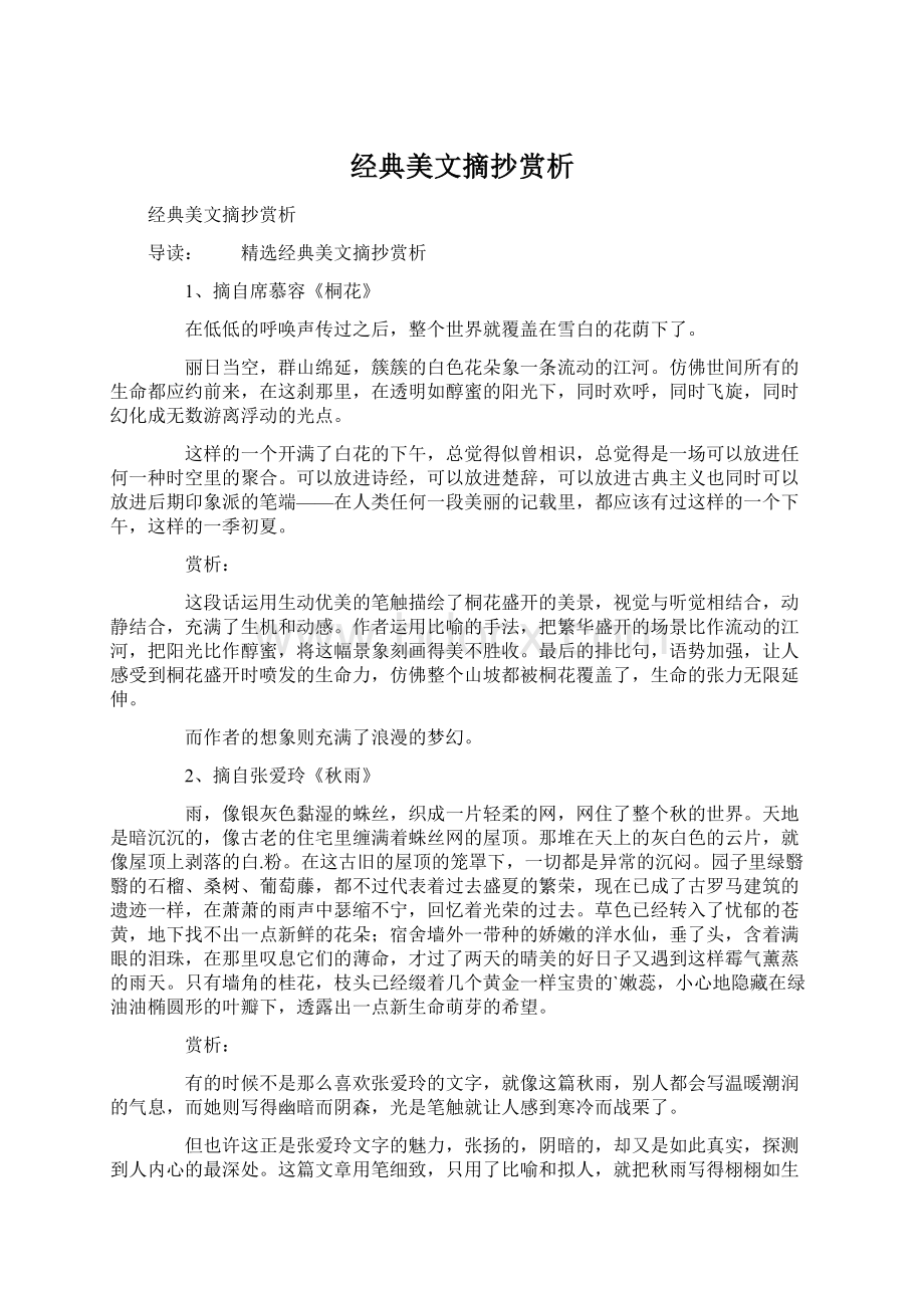 经典美文摘抄赏析文档格式.docx