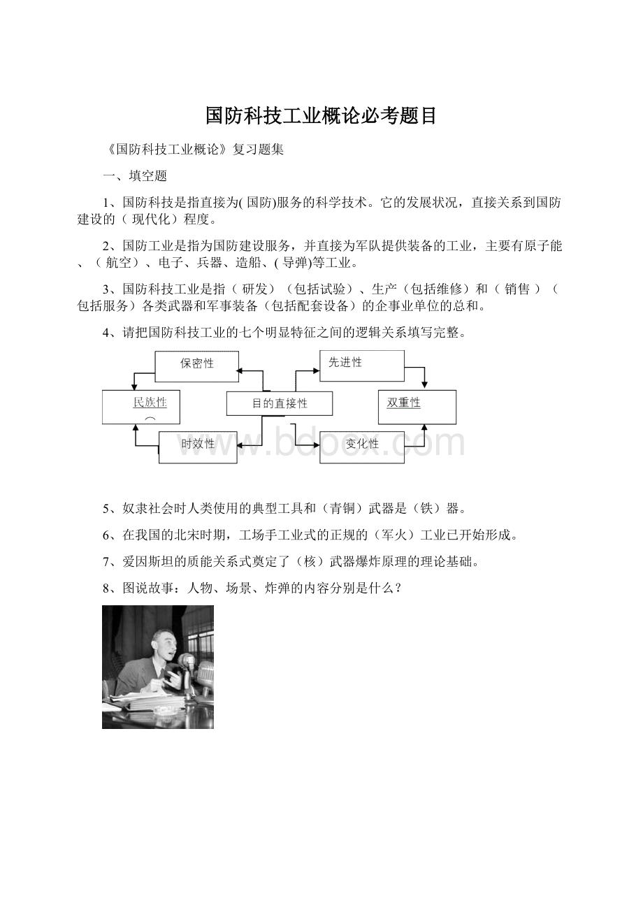 国防科技工业概论必考题目.docx