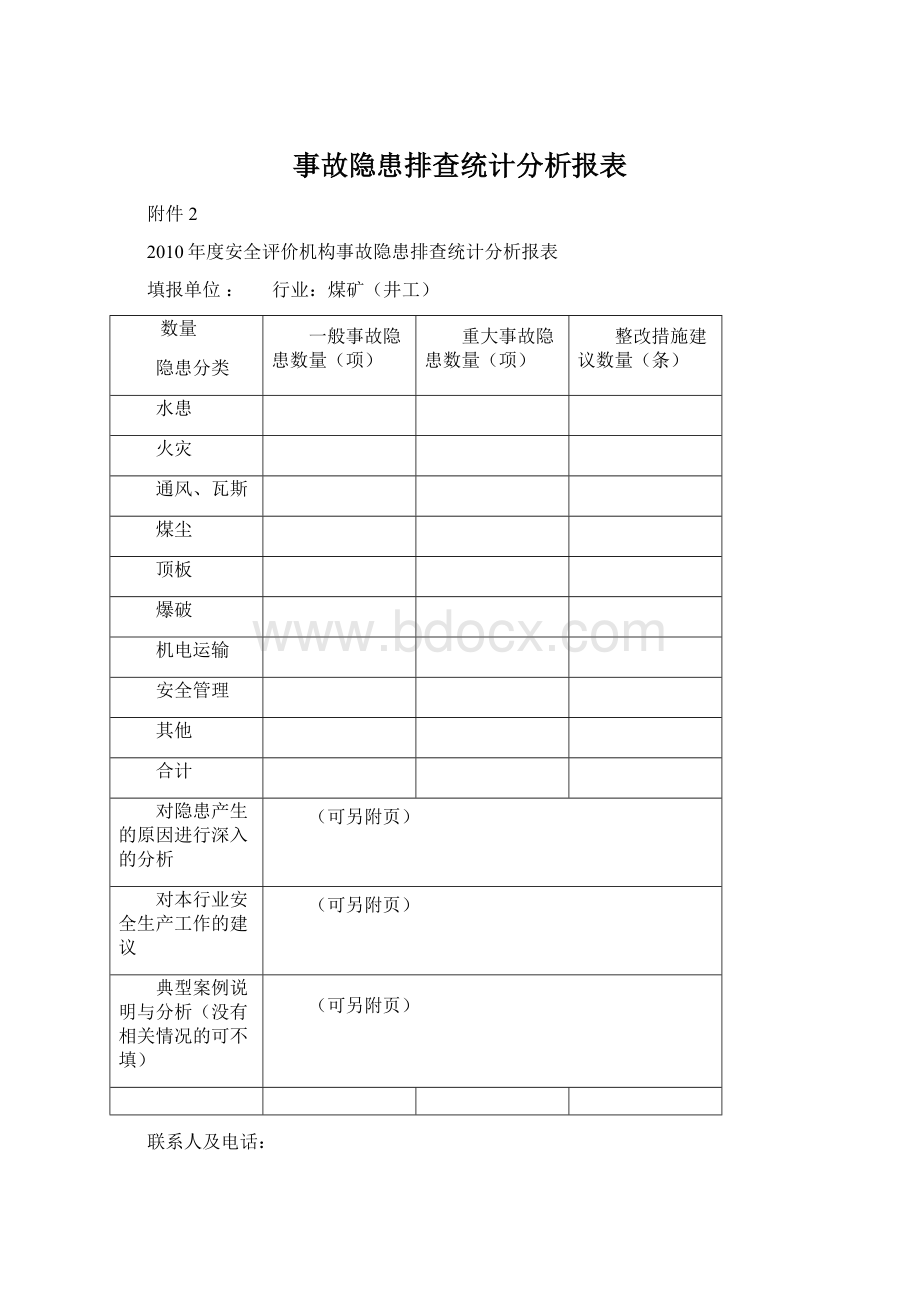 事故隐患排查统计分析报表.docx_第1页