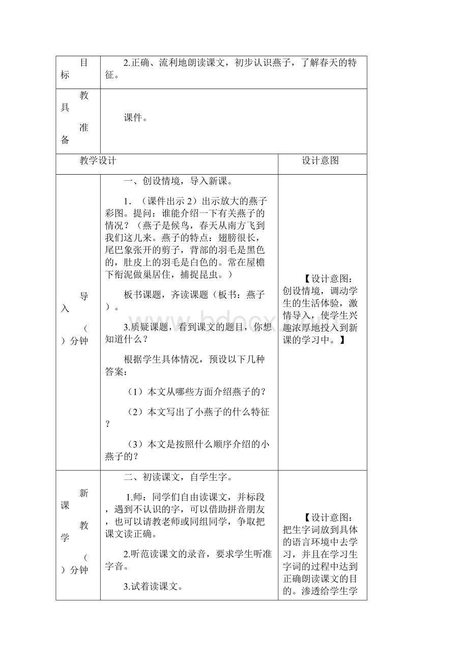 部编版小学三年级语文下册2燕子教案教学设计含教学反思表格版.docx_第2页