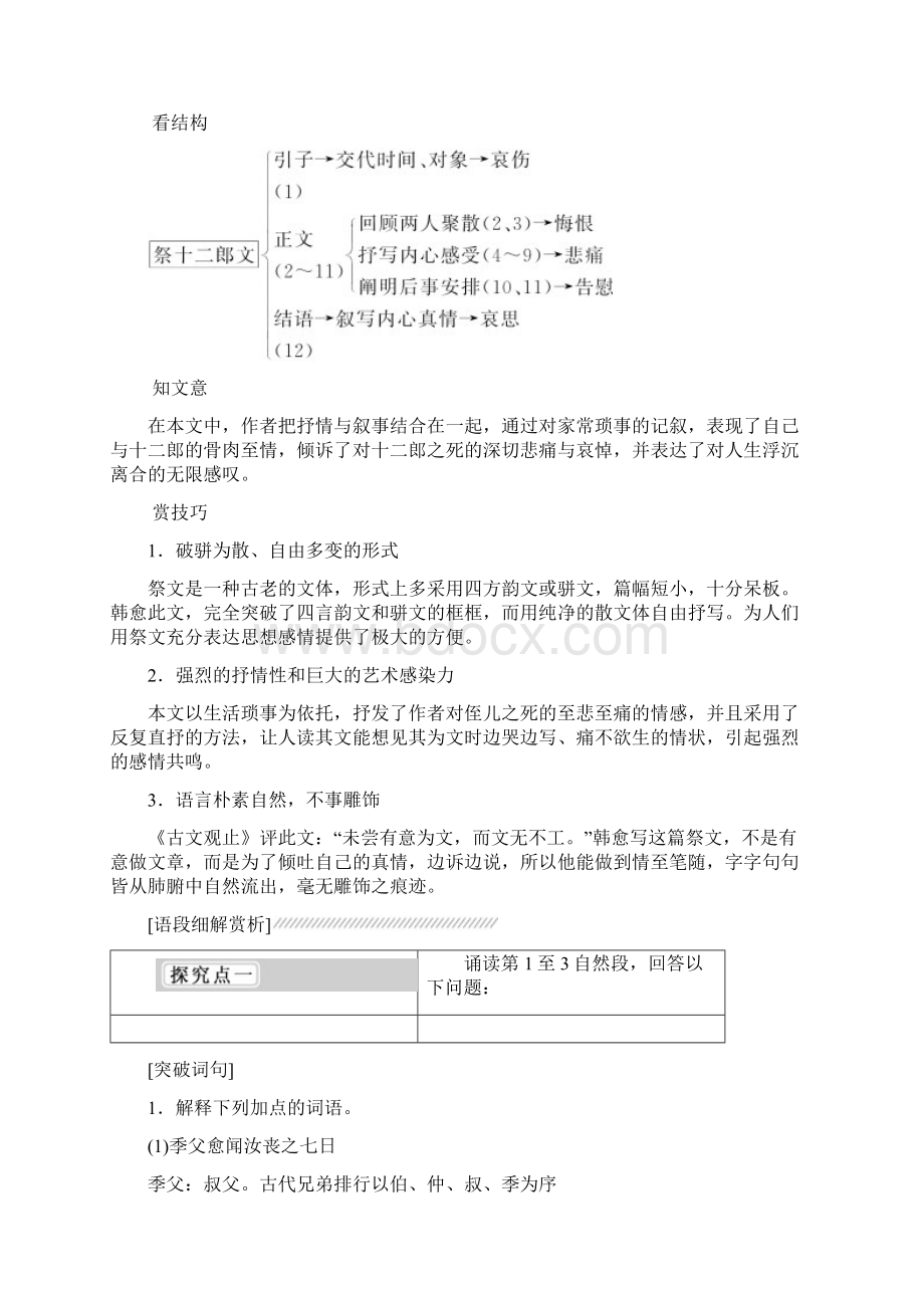 高中语文 散文之部 第五单元 祭十二郎文教师用书 新人教版选修《中国古代诗歌散文欣赏》.docx_第2页