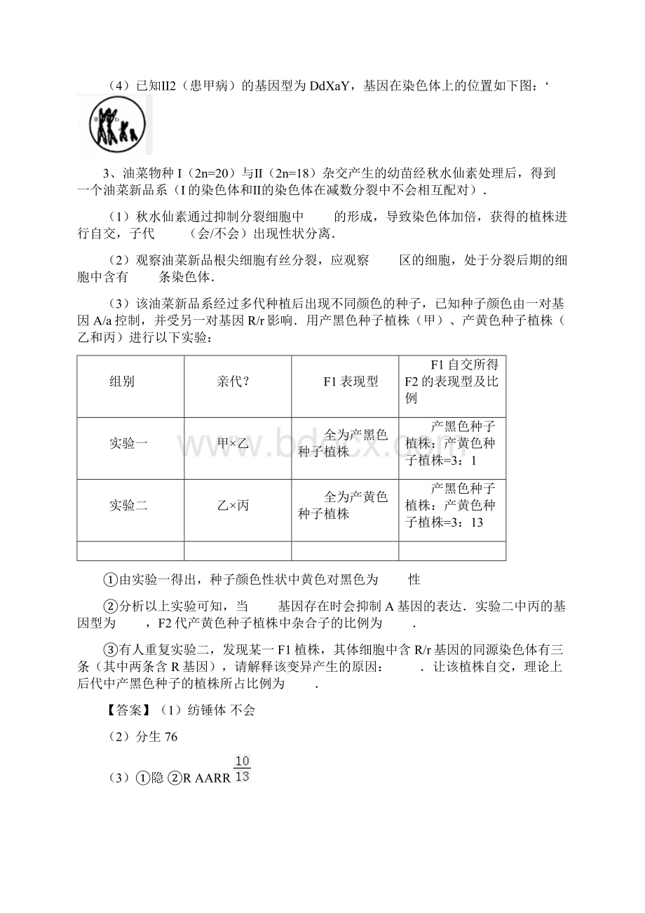 高三生物课后考点专攻遗传大题Word文件下载.docx_第3页