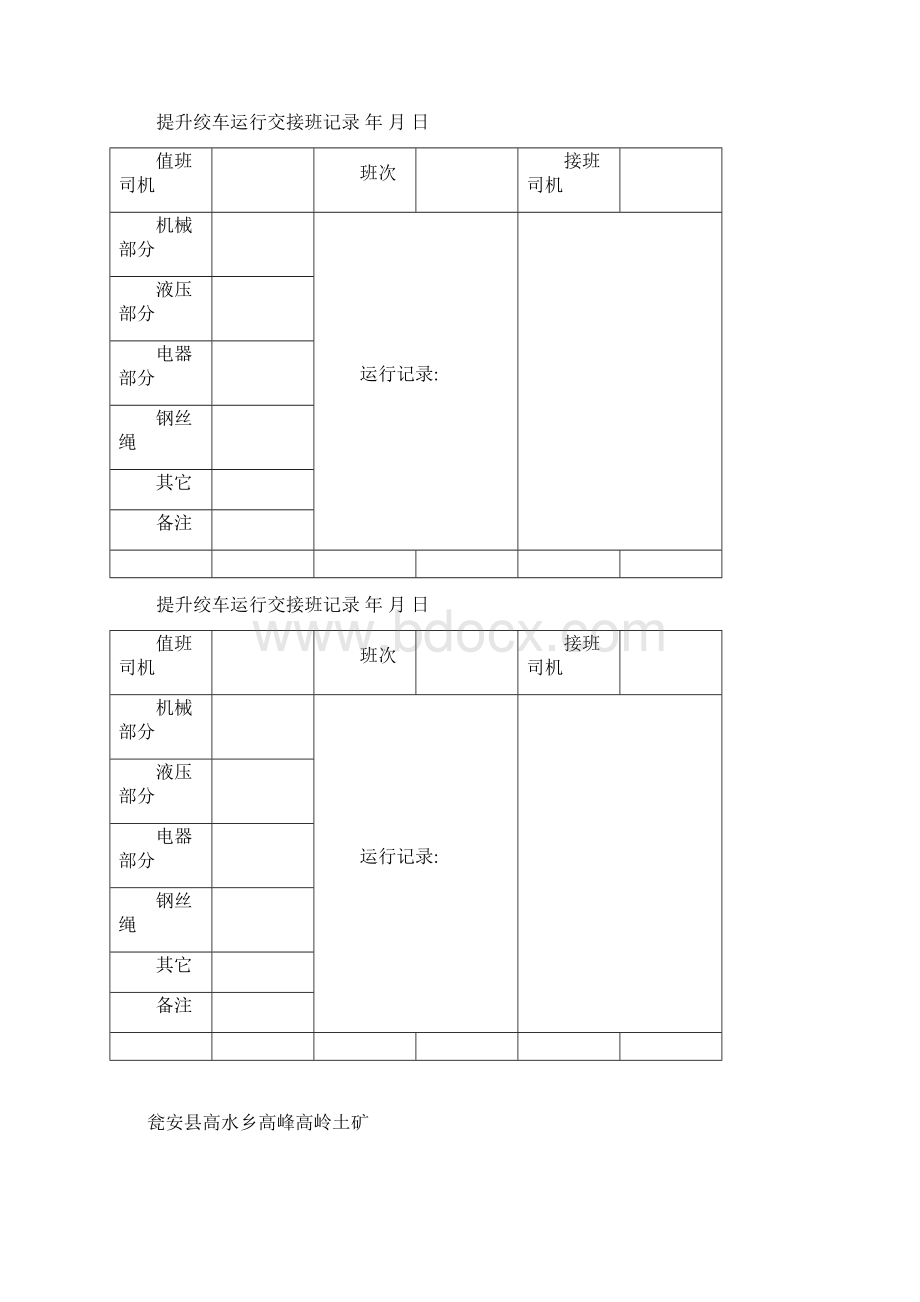 高峰高岭土矿各类运行设备记录表.docx_第2页