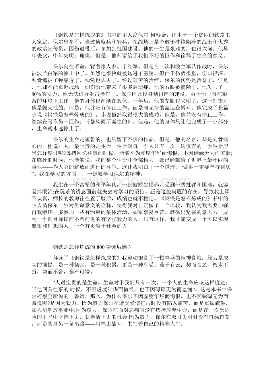 钢铁是怎样炼成的800字读后感.docx_第2页