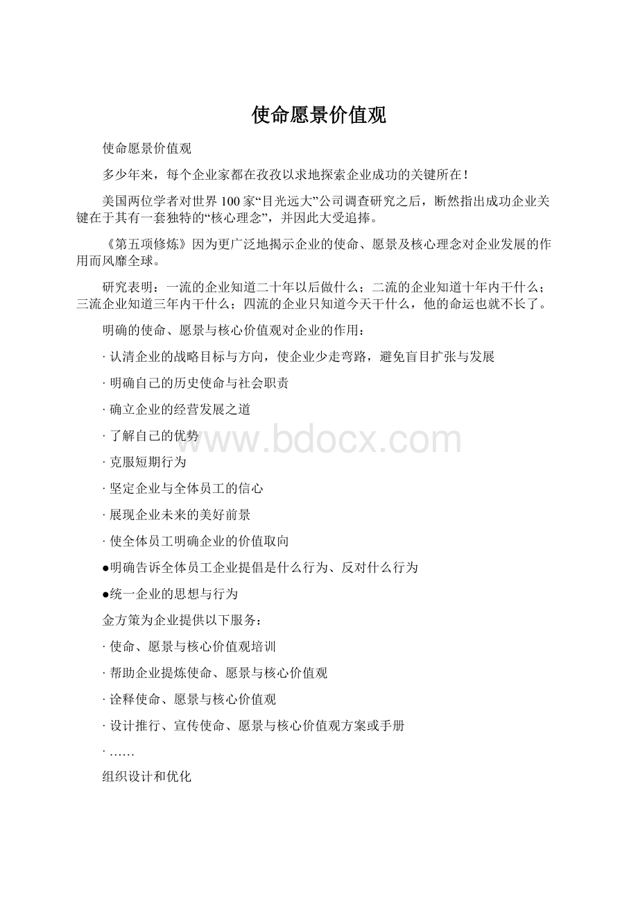 使命愿景价值观Word格式文档下载.docx