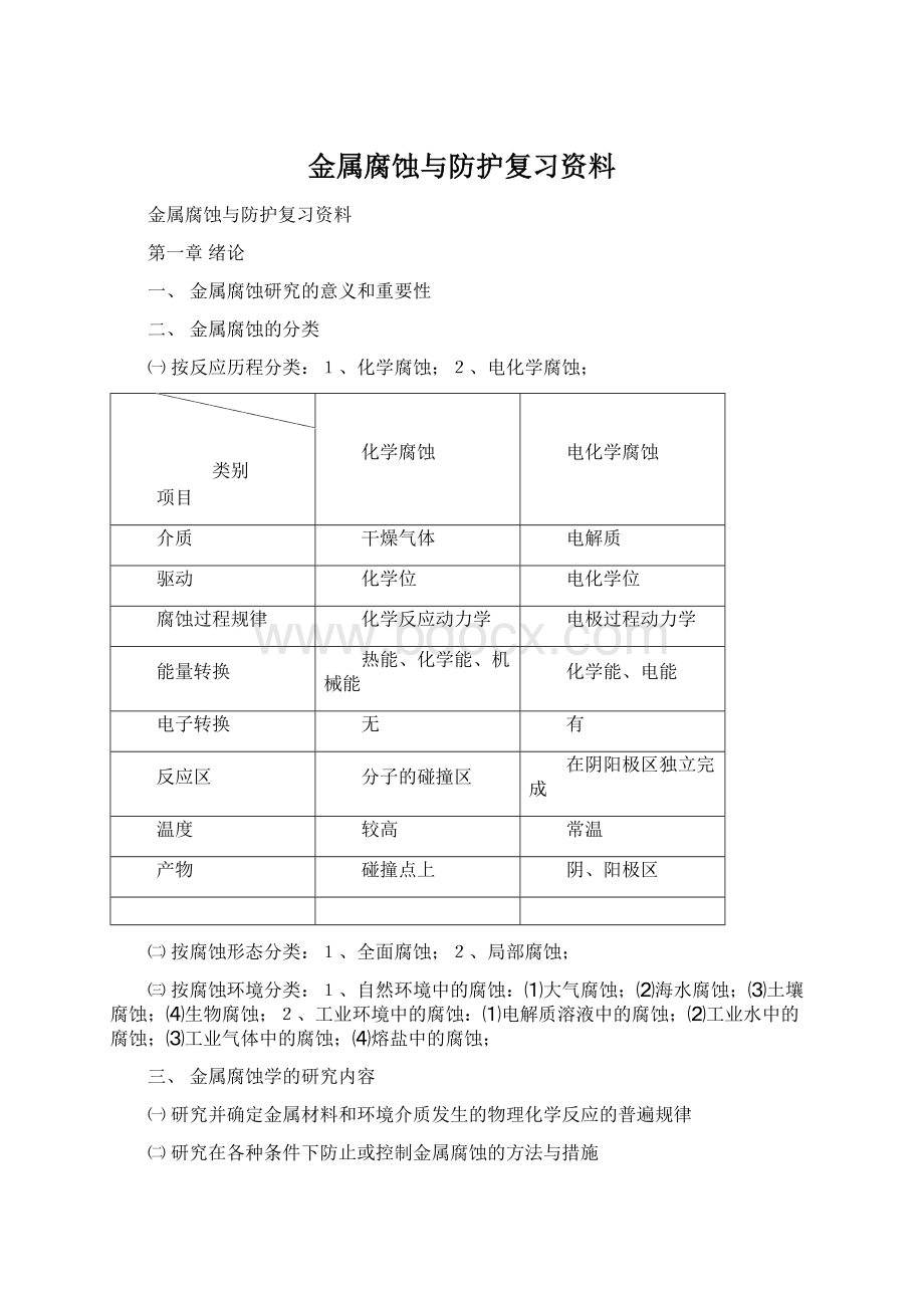 金属腐蚀与防护复习资料.docx