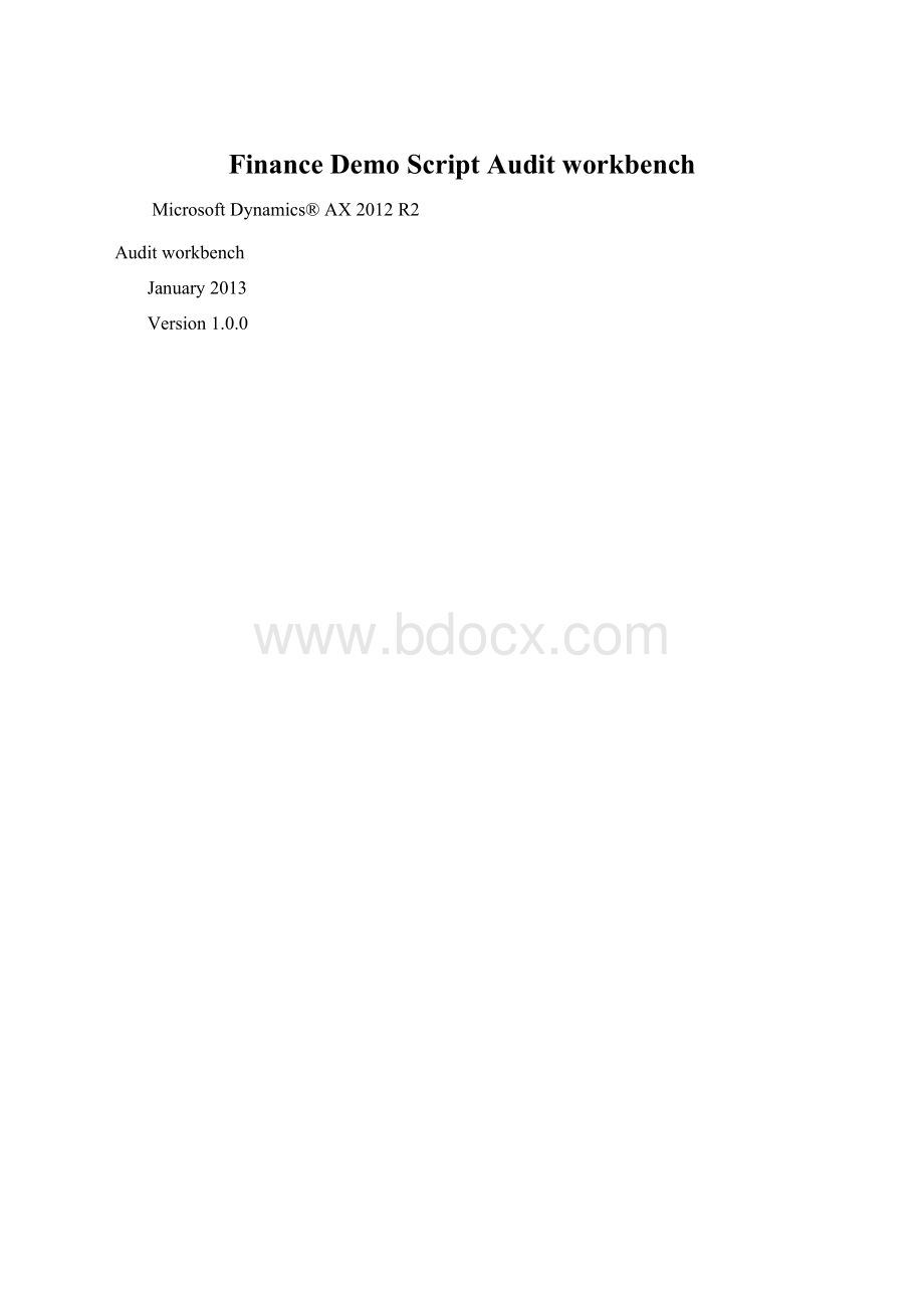 Finance Demo ScriptAudit workbench.docx