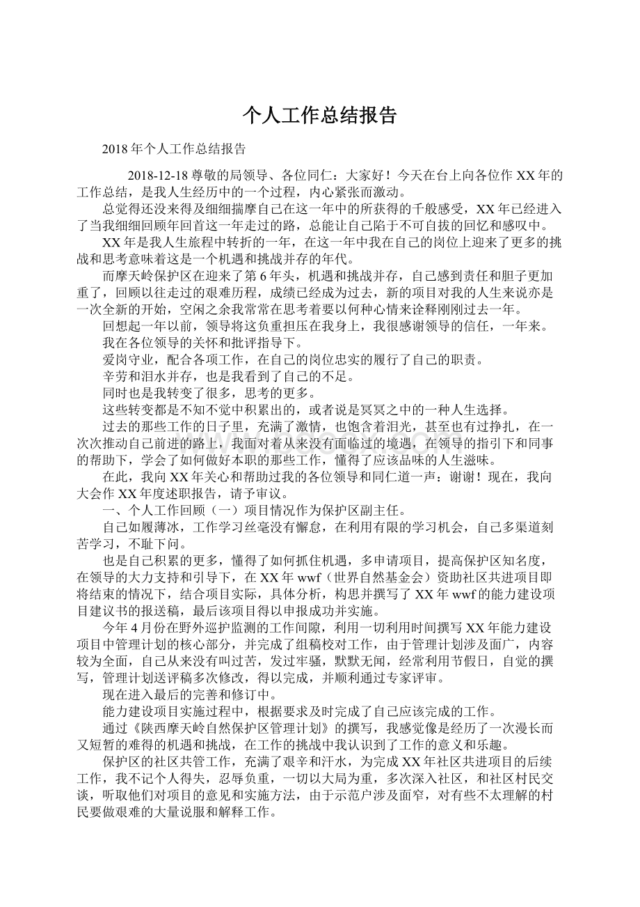 个人工作总结报告.docx