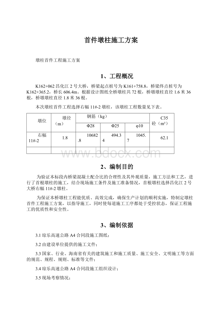 首件墩柱施工方案.docx_第1页