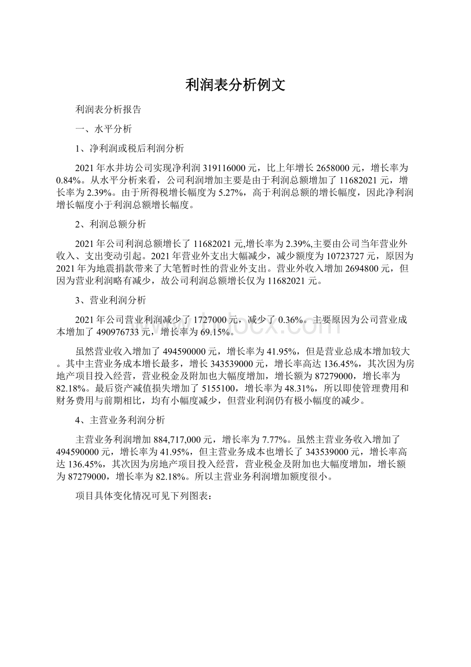 利润表分析例文.docx_第1页