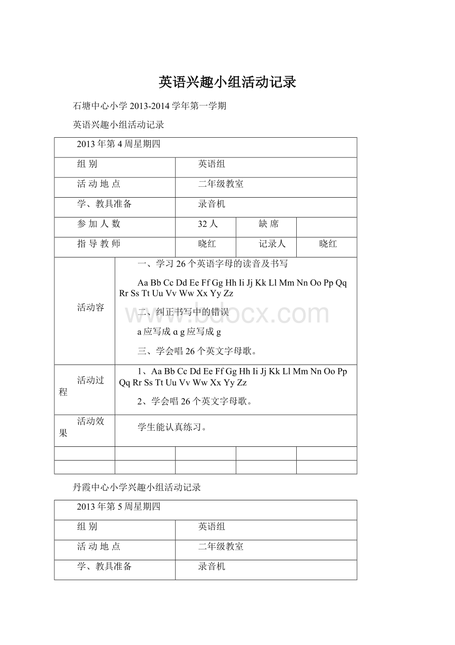 英语兴趣小组活动记录Word格式.docx_第1页