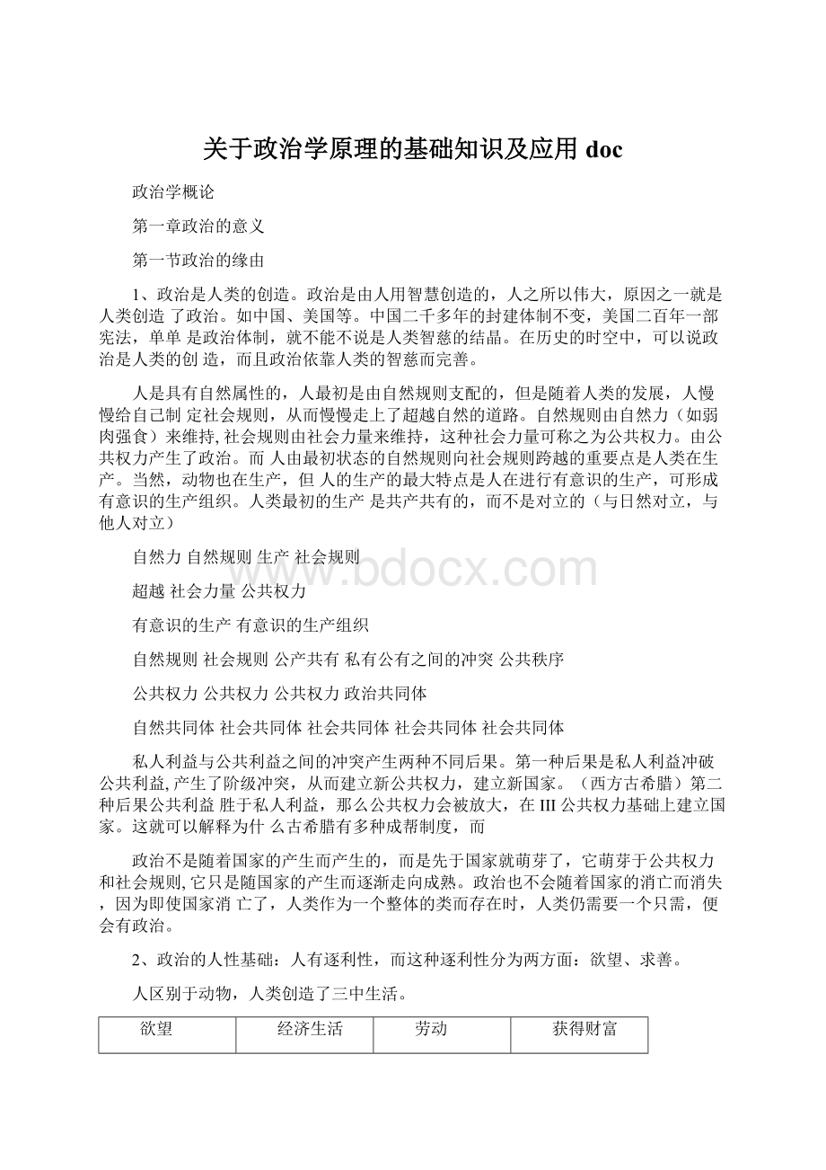 关于政治学原理的基础知识及应用doc.docx_第1页