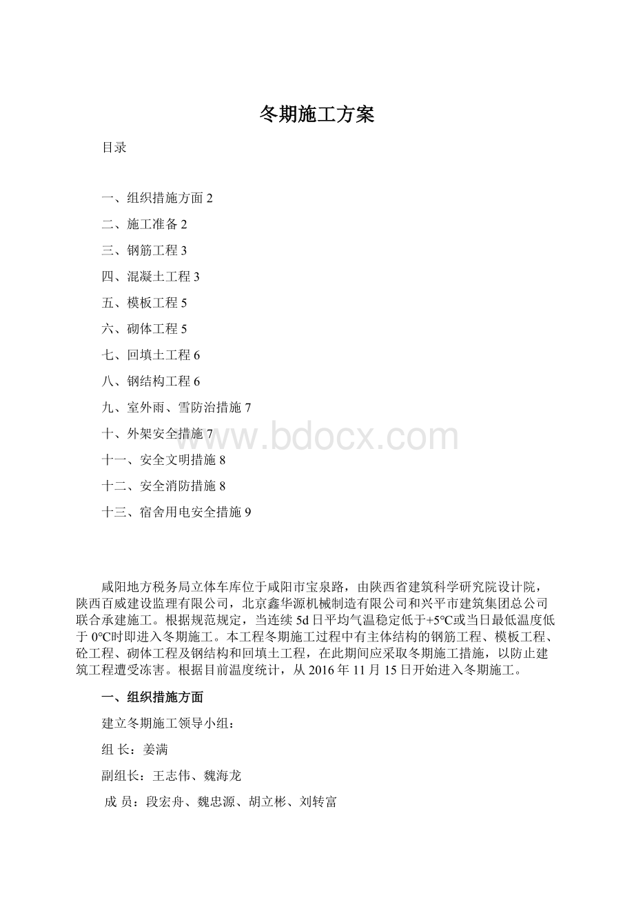 冬期施工方案.docx