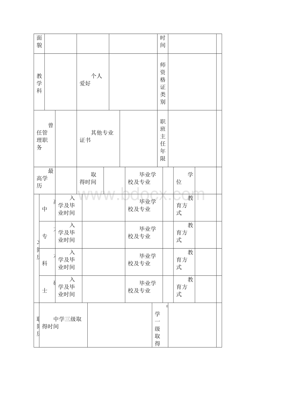 教师个人基本信息登记表完整Word文档下载推荐.docx_第2页