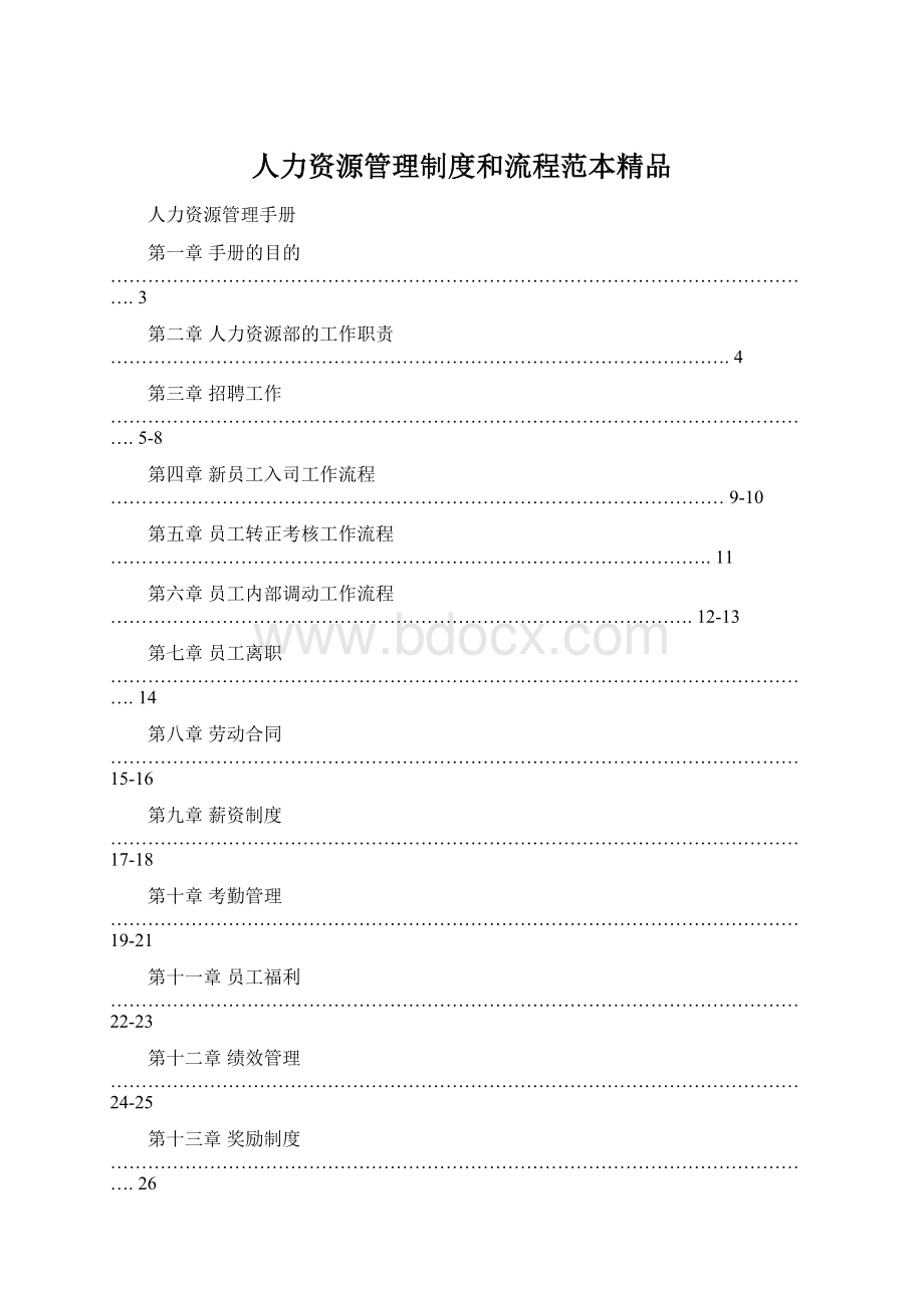 人力资源管理制度和流程范本精品.docx