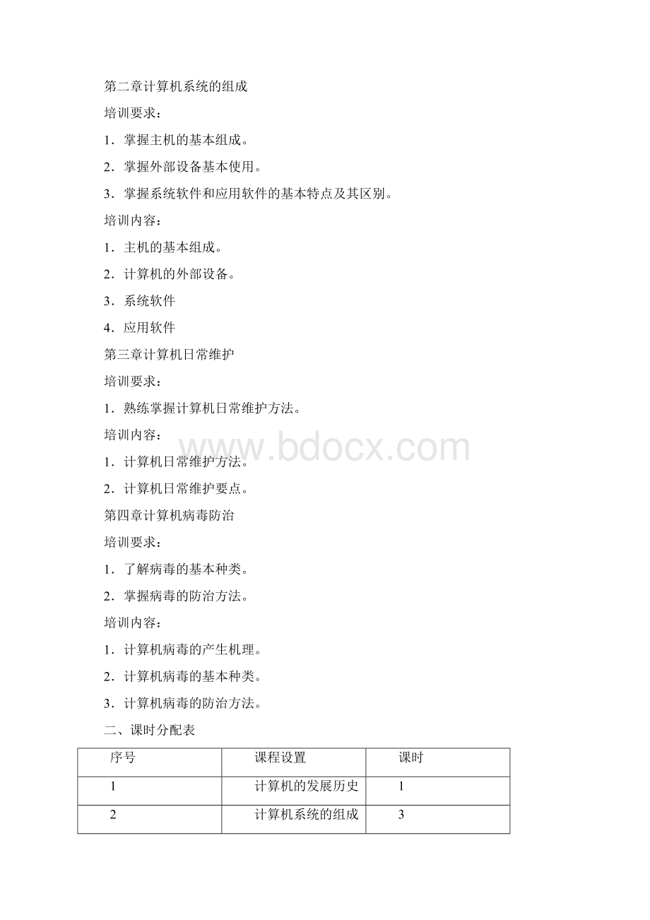 计算机操作员初级培训计划及大纲.docx_第3页