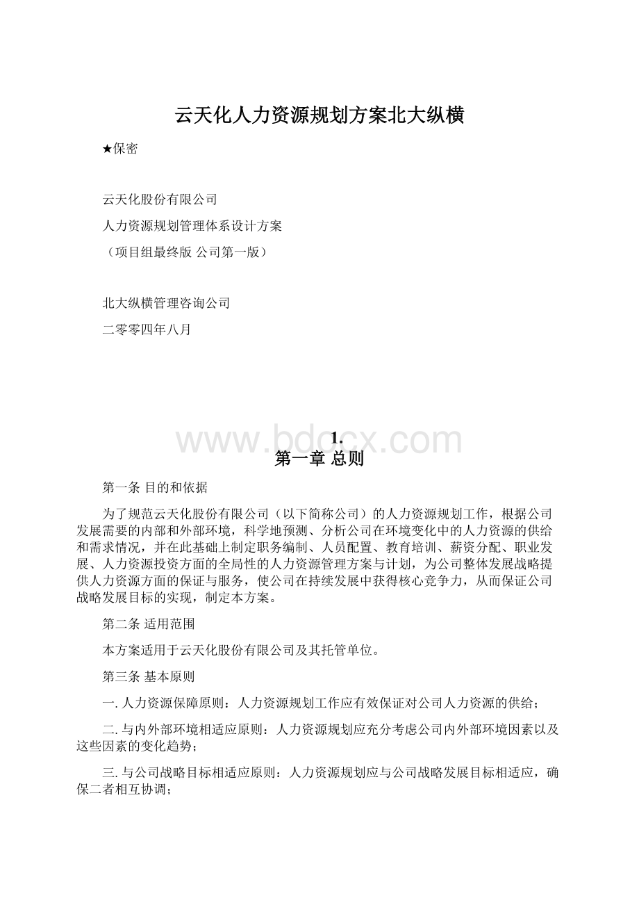 云天化人力资源规划方案北大纵横Word文档下载推荐.docx_第1页