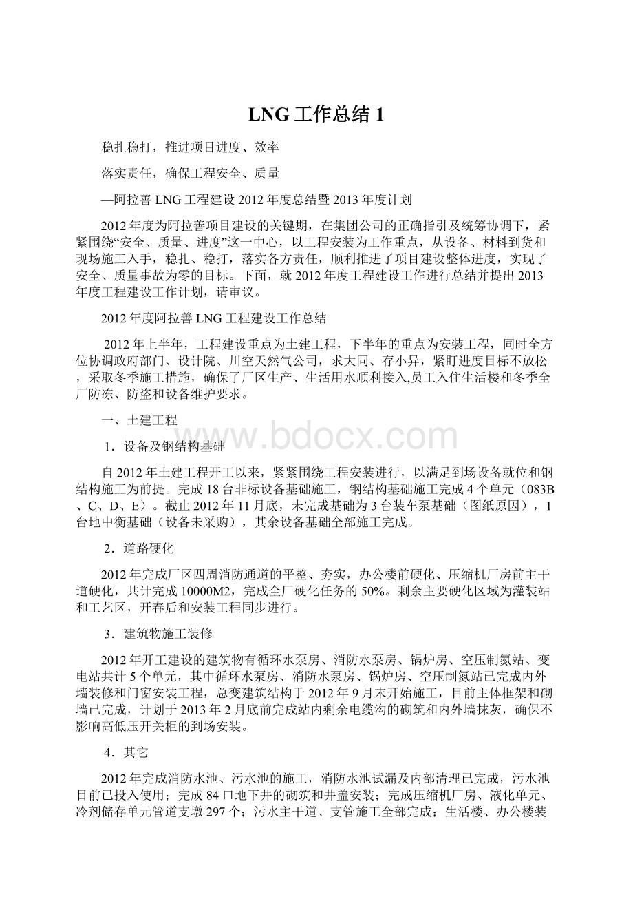 LNG工作总结1Word文档格式.docx_第1页