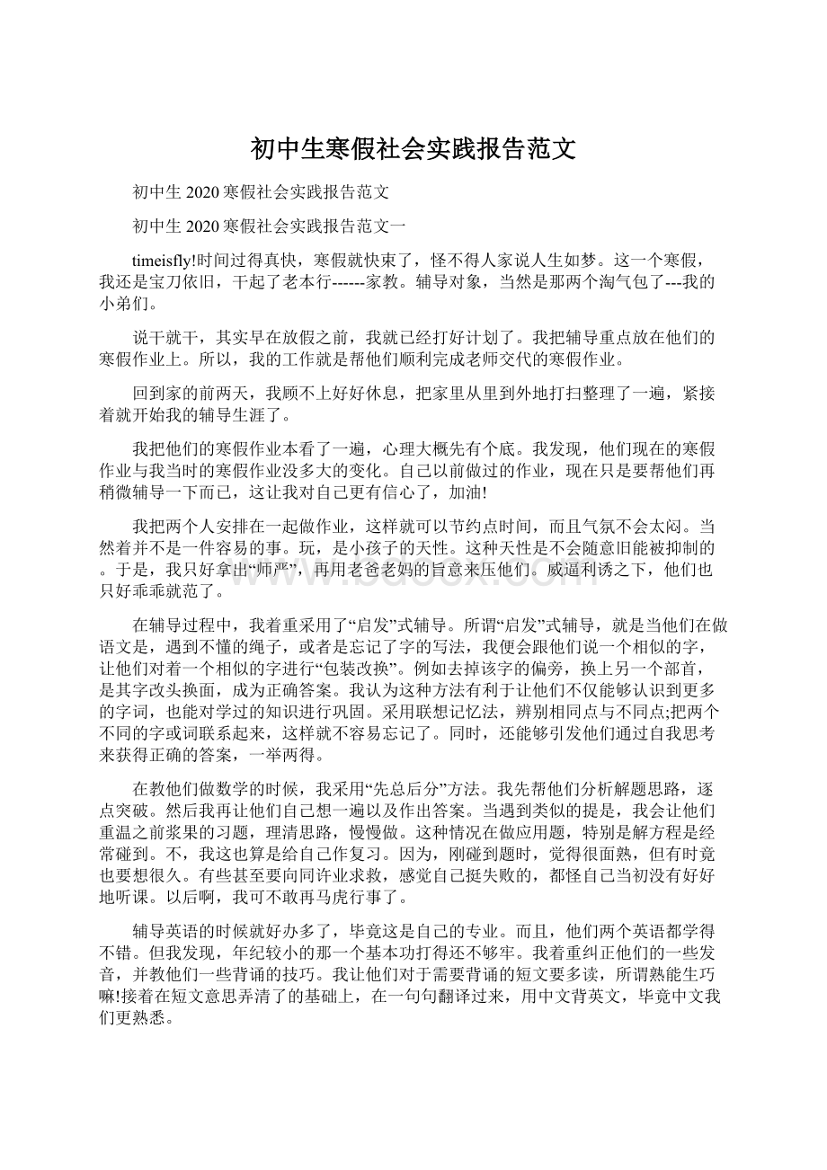 初中生寒假社会实践报告范文.docx