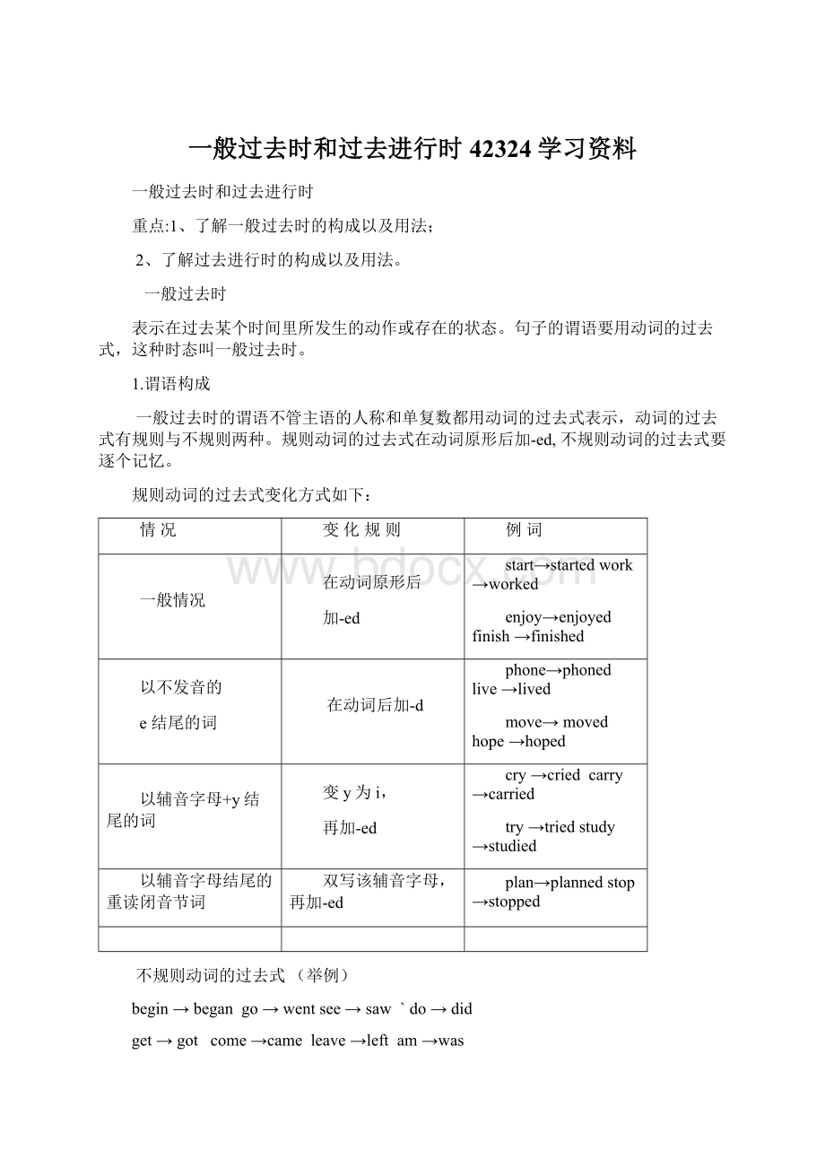 一般过去时和过去进行时42324学习资料.docx