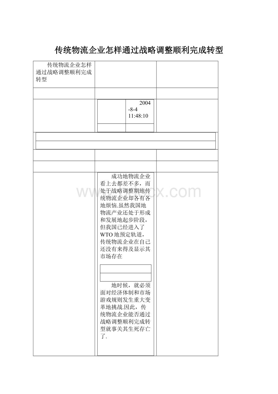 传统物流企业怎样通过战略调整顺利完成转型.docx_第1页