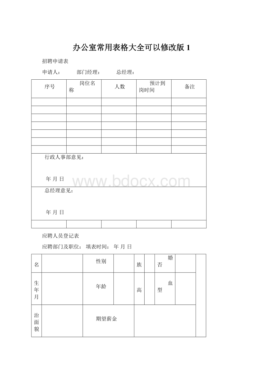 办公室常用表格大全可以修改版1.docx_第1页