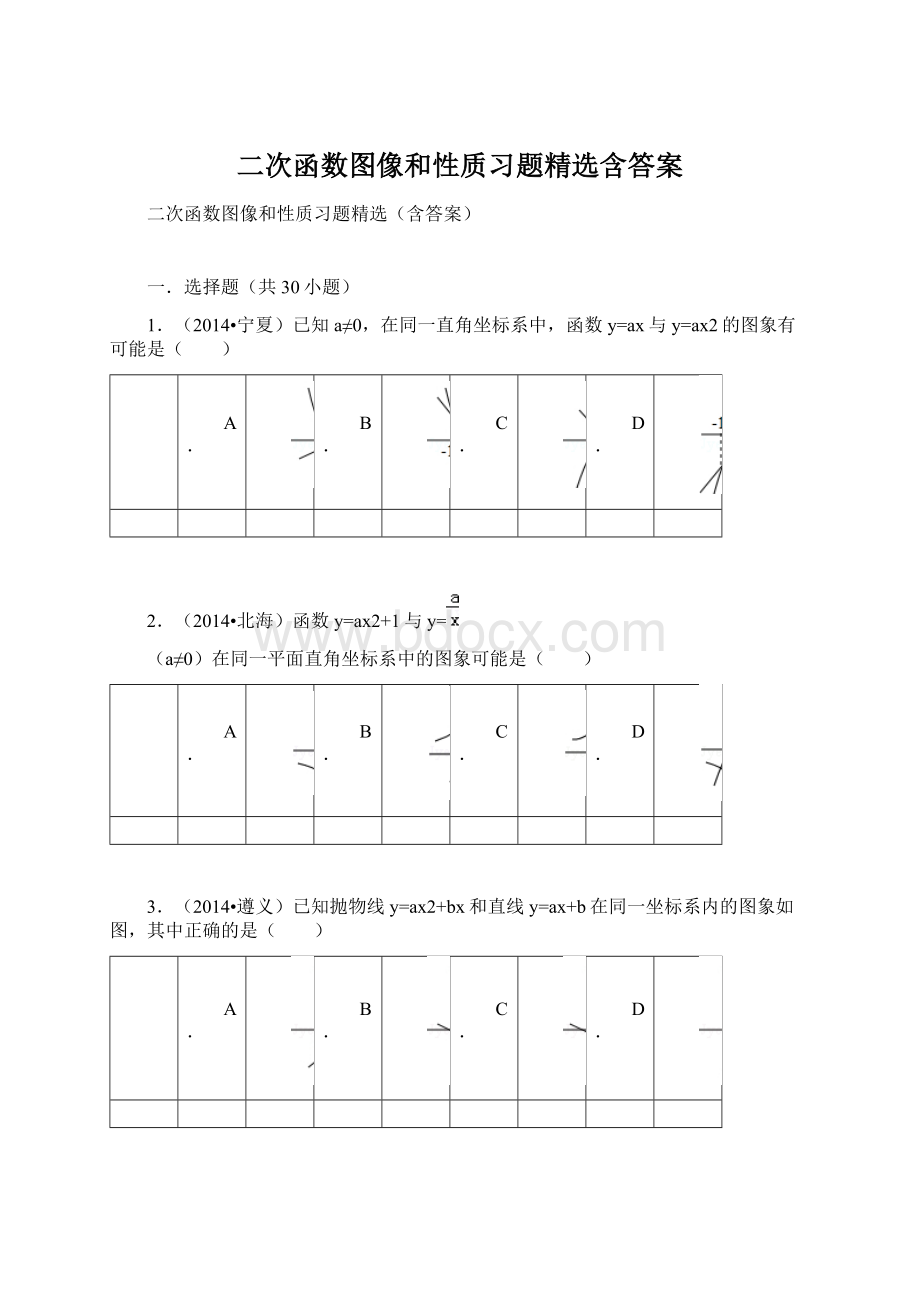 二次函数图像和性质习题精选含答案.docx_第1页