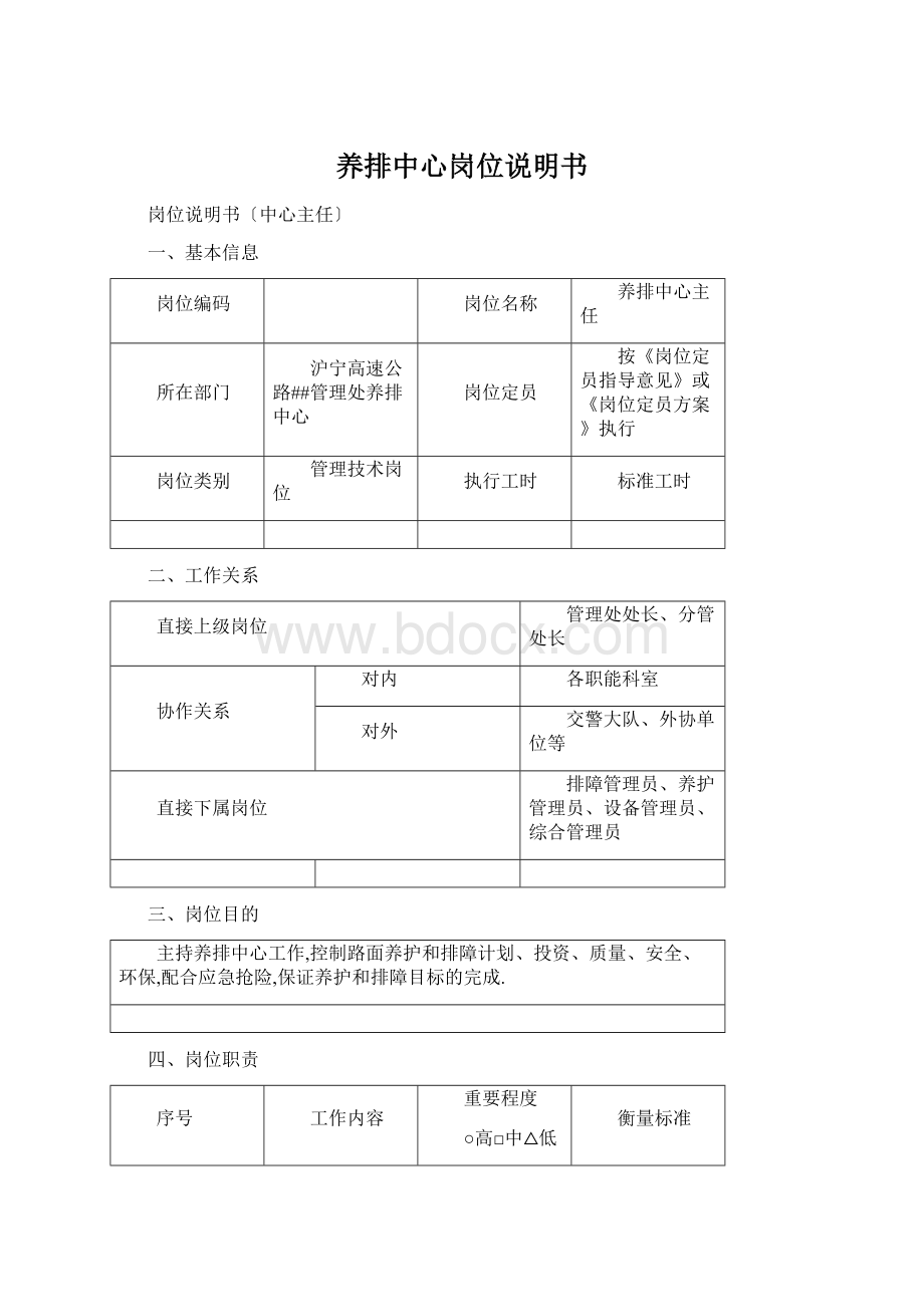 养排中心岗位说明书.docx_第1页