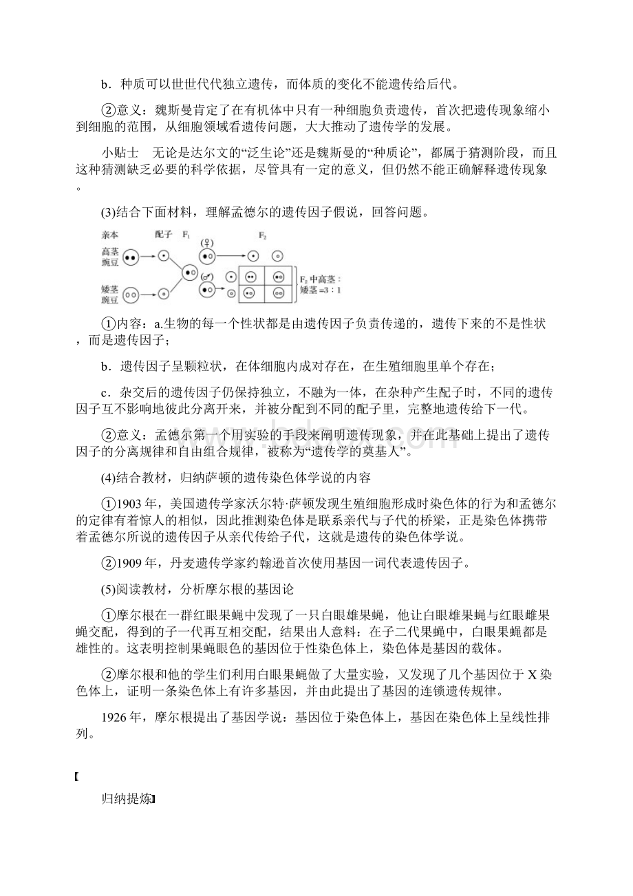 学年高中生物第1章人类探索遗传物质的历程第1课时人类探索遗传物质的历程教学案北师大版必修2Word格式.docx_第2页