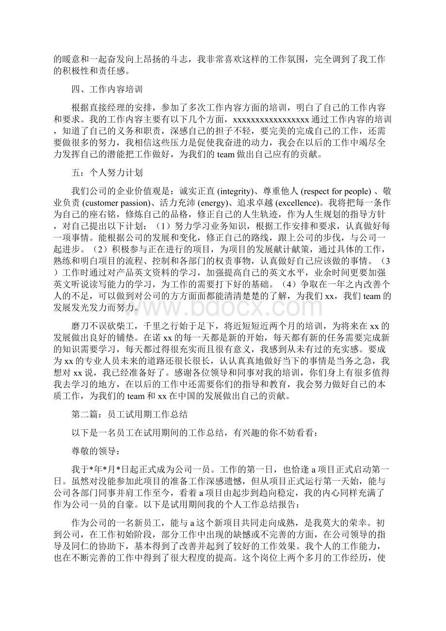 员工试用期工作总结多篇范文.docx_第2页