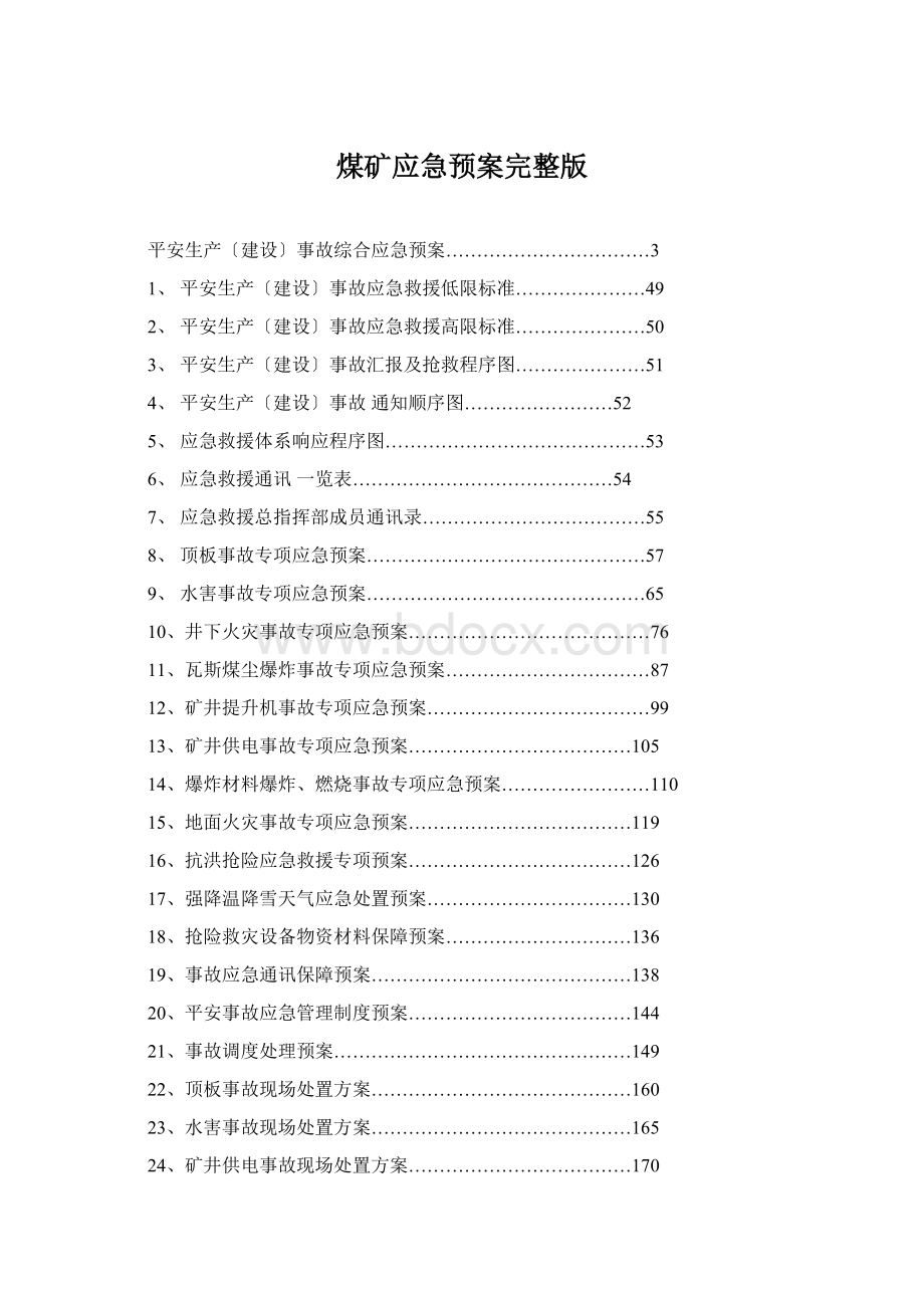 煤矿应急预案完整版.docx