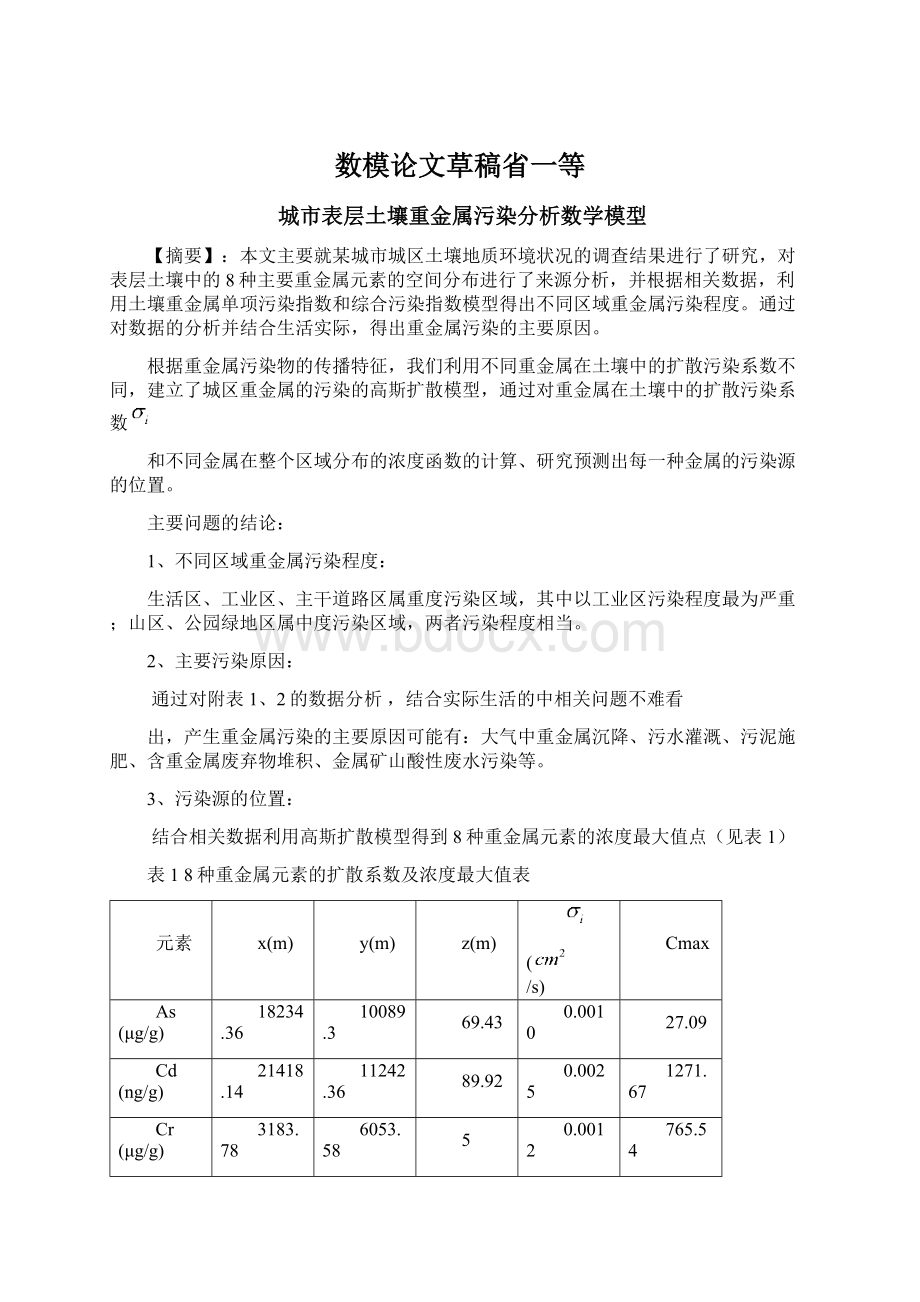 数模论文草稿省一等Word格式文档下载.docx