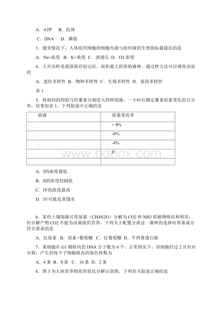 上海黄浦区高三上学期期末调研测试生物试题含答案.docx_第2页