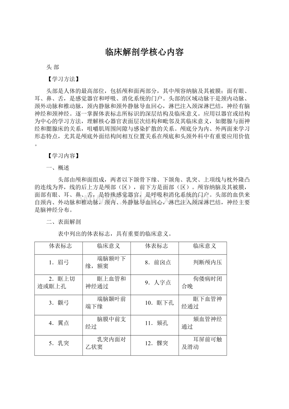 临床解剖学核心内容Word下载.docx_第1页