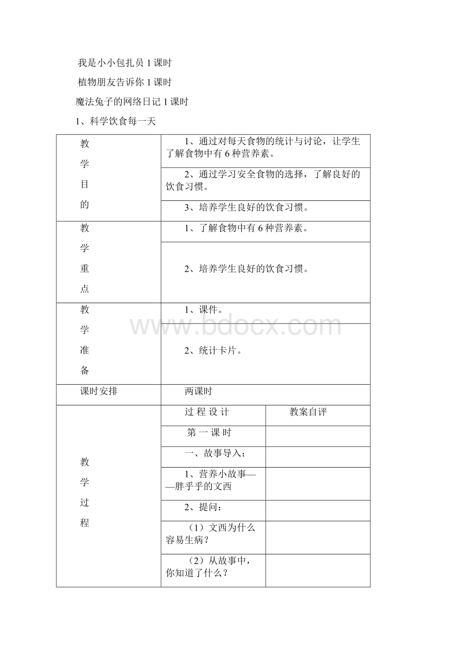 小学四年级上册生命与健康常识教案图文.docx_第2页