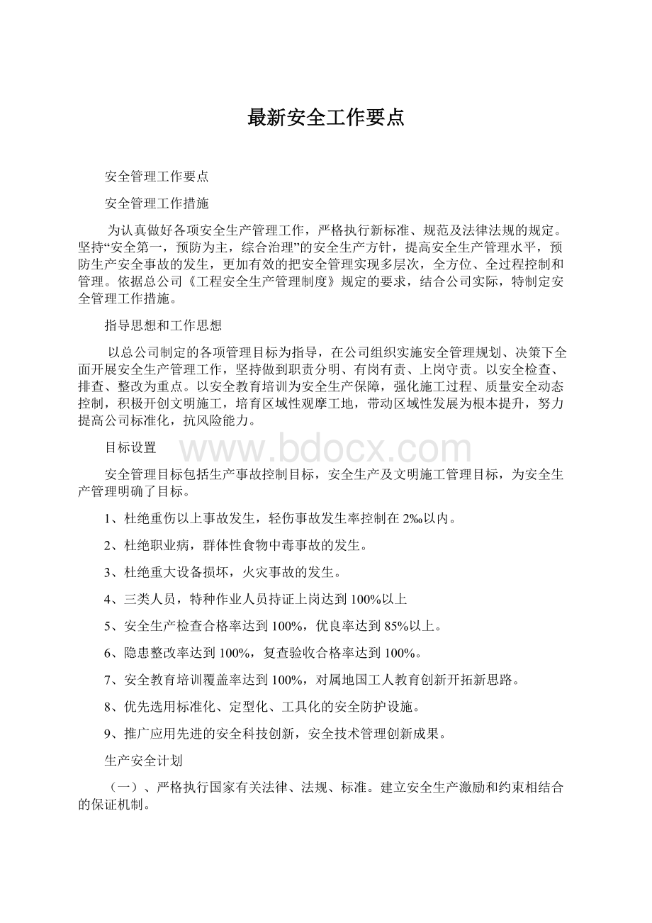 最新安全工作要点文档格式.docx