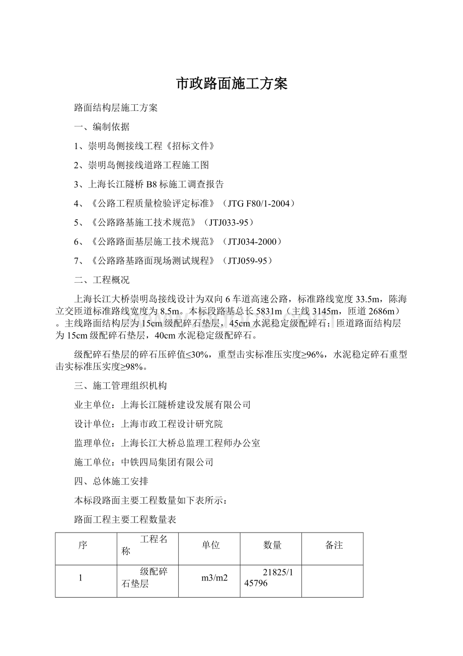 市政路面施工方案Word文档下载推荐.docx