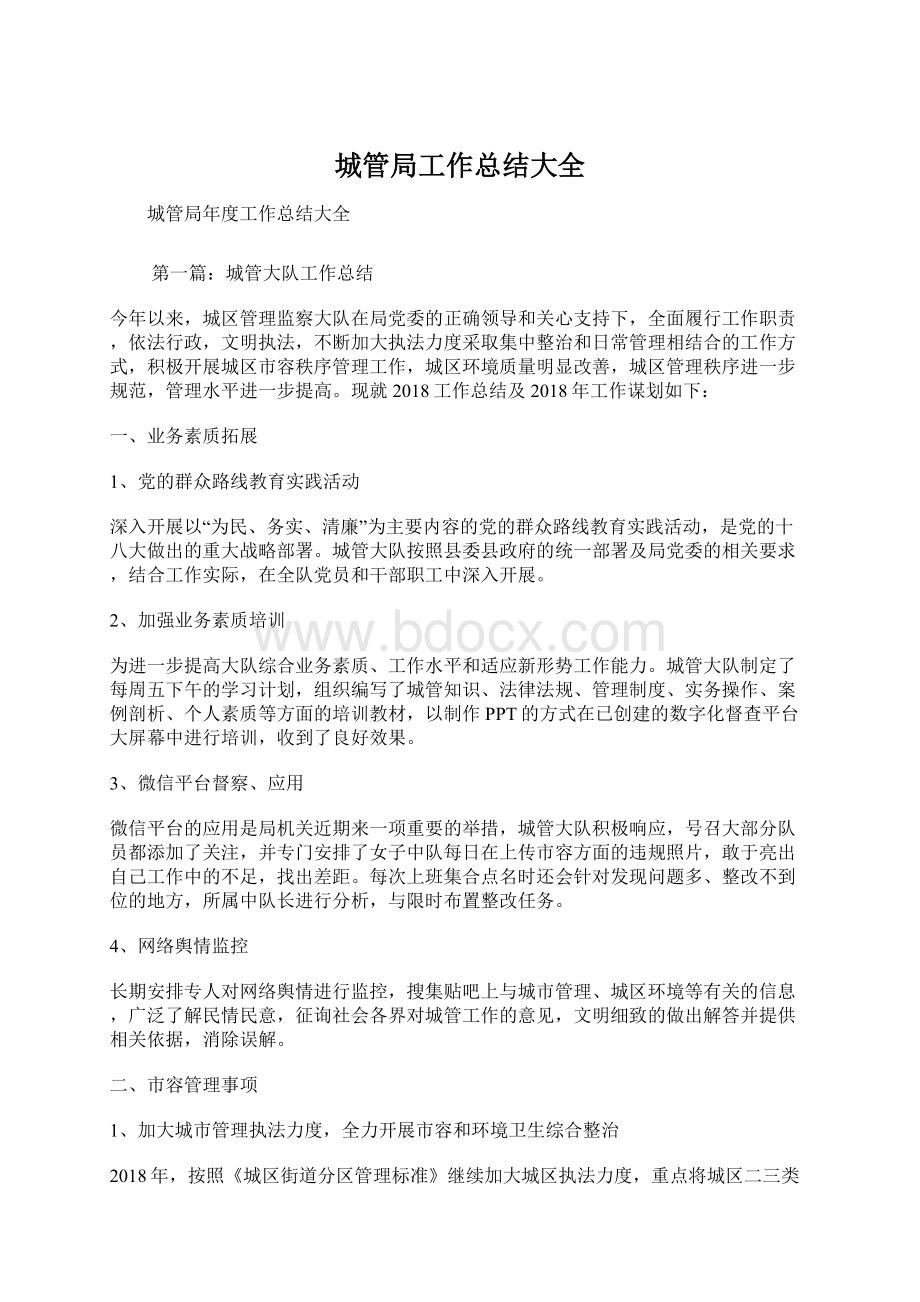 城管局工作总结大全Word格式文档下载.docx_第1页