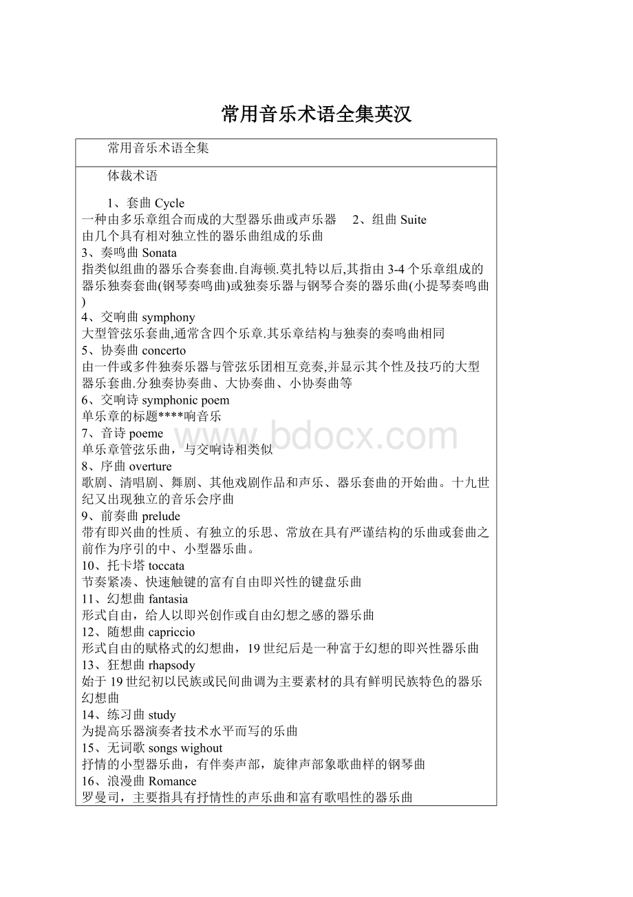 常用音乐术语全集英汉Word文档下载推荐.docx_第1页