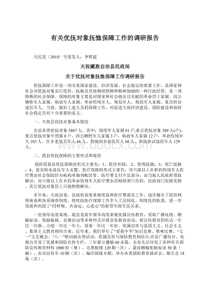 有关优抚对象抚恤保障工作的调研报告Word文档格式.docx