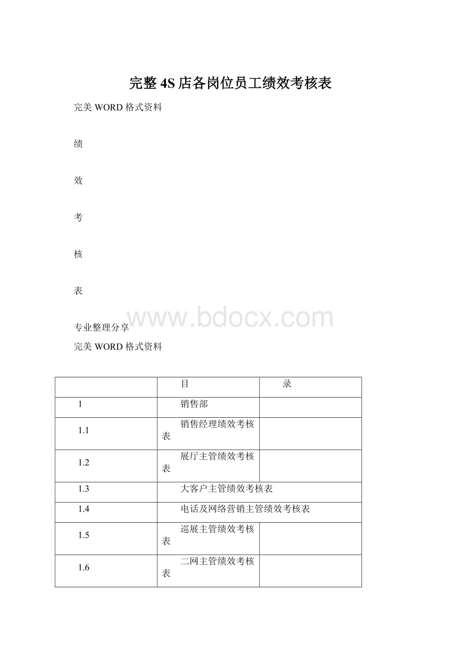 完整4S店各岗位员工绩效考核表.docx