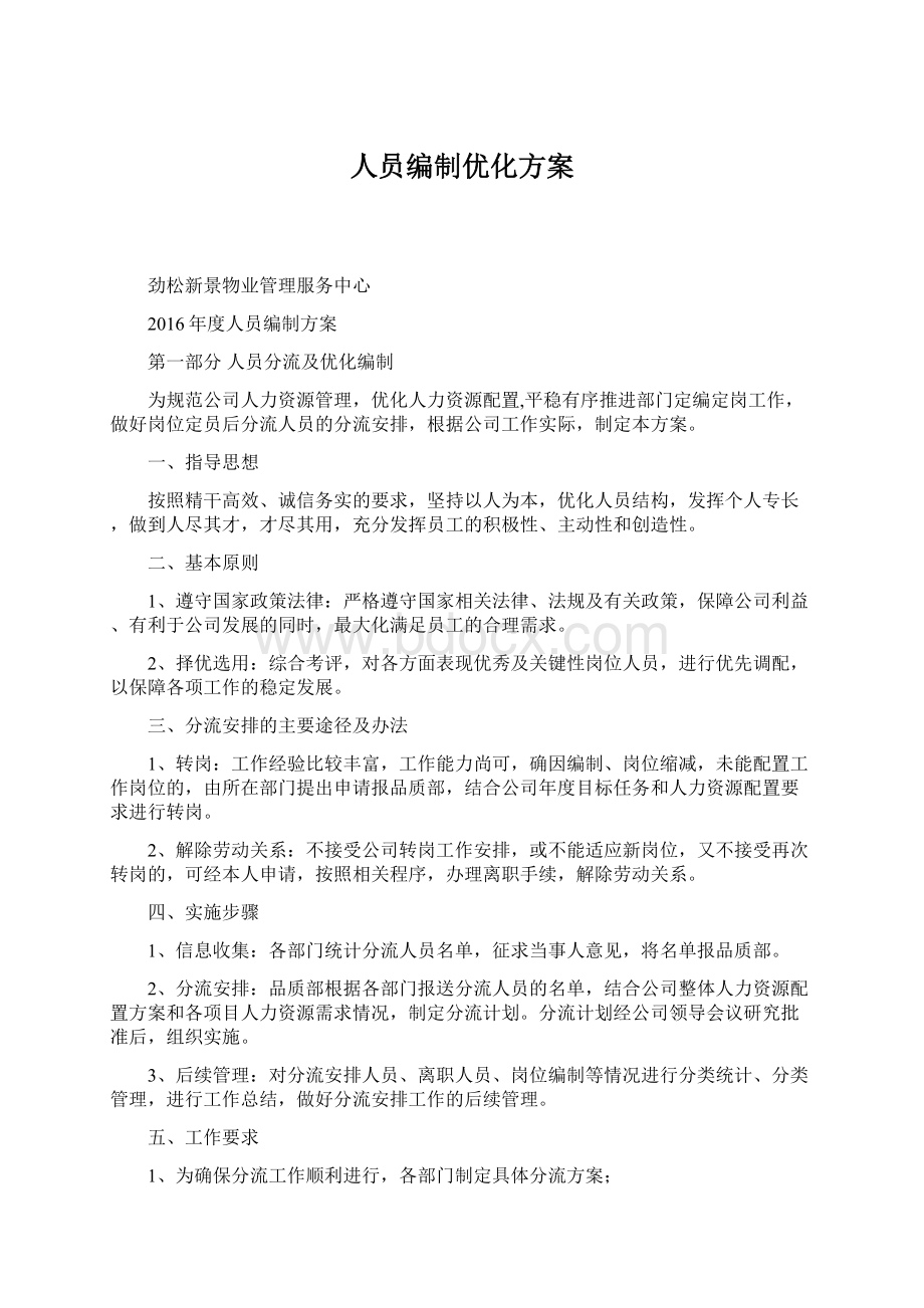 人员编制优化方案Word文件下载.docx