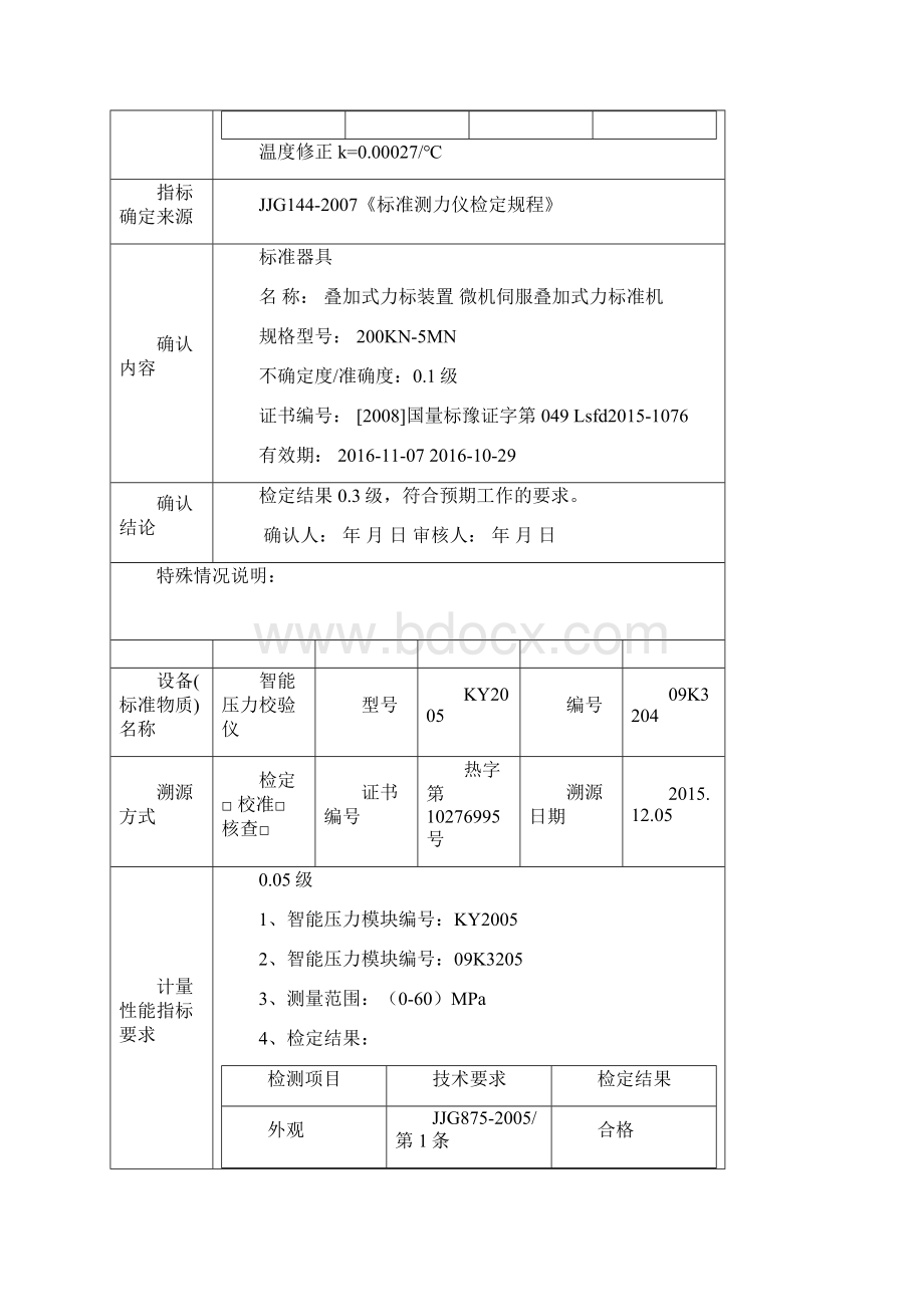 附7设备标准物质溯源确认记录高邮制梁场Word格式文档下载.docx_第3页