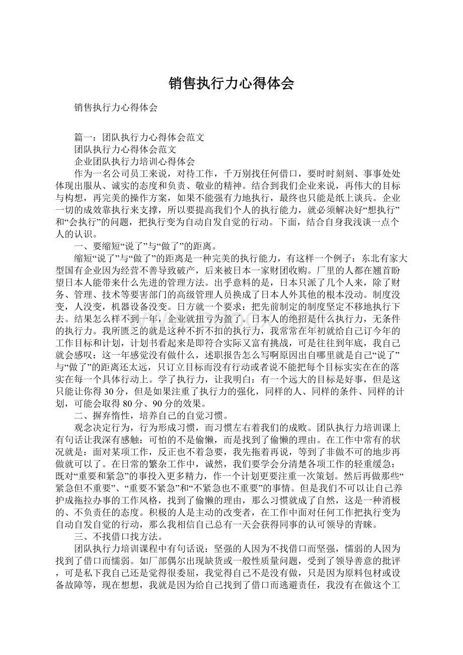 销售执行力心得体会Word下载.docx_第1页