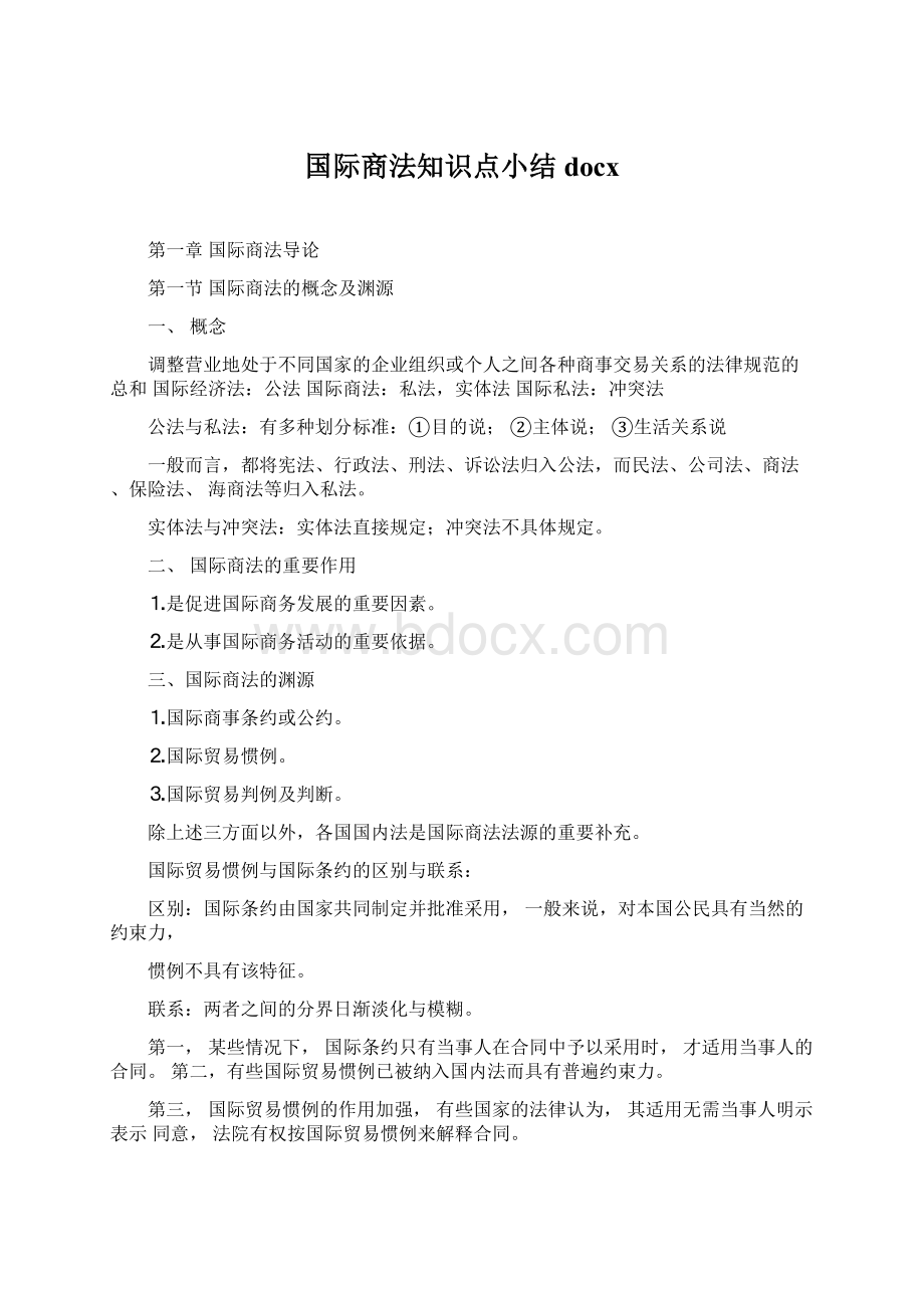 国际商法知识点小结docxWord文件下载.docx