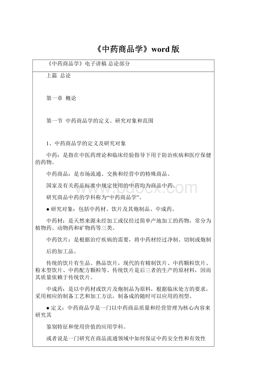 《中药商品学》word版.docx