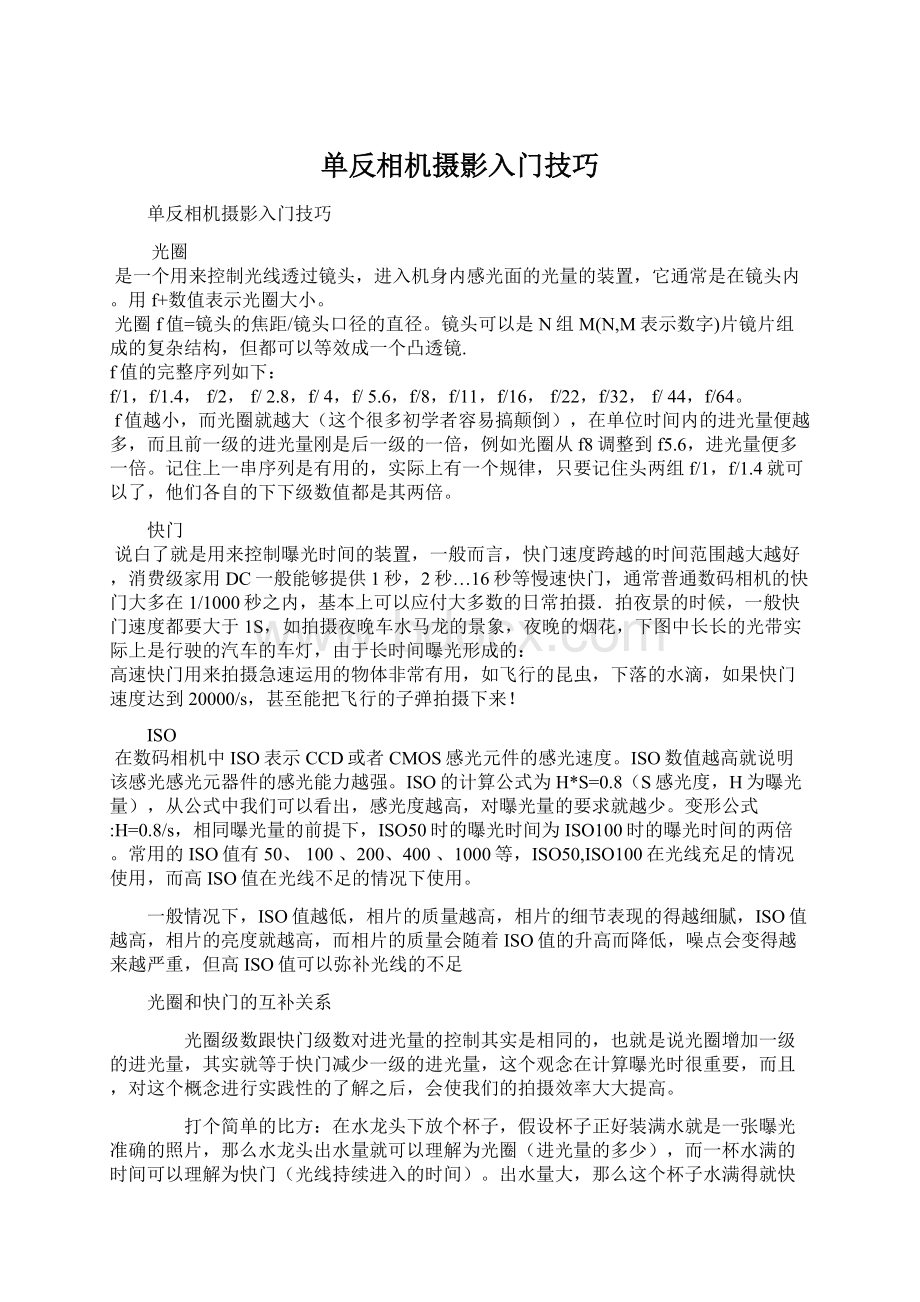 单反相机摄影入门技巧Word文档格式.docx