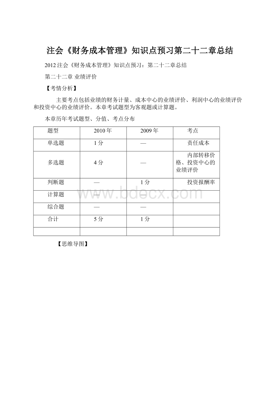 注会《财务成本管理》知识点预习第二十二章总结.docx